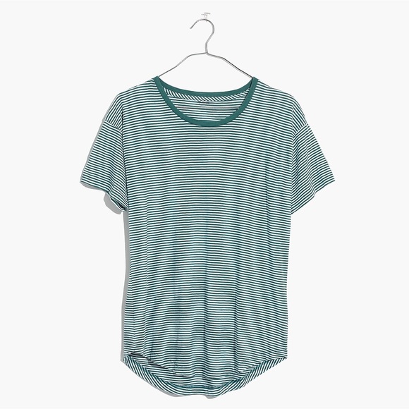 Madewell Tops - Madewell Whisper Cotton Crewneck Tee in Shirley Stripe in Green/White Size S